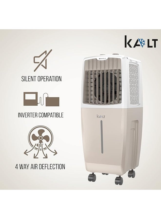 Havells Kalt 24 L Personal Air Cooler – White & Champagne Gold, 3‑Speed, Auto Swing, Honeycomb Pads - Image 4