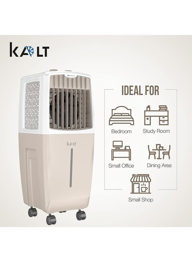 Havells Kalt 24 L Personal Air Cooler – White & Champagne Gold, 3‑Speed, Auto Swing, Honeycomb Pads - Image 3