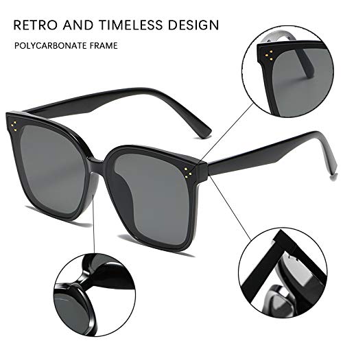 MAXJULI Oversized Sunglasses for Women Men UV Protection (C1 Black Frame/Grey Lens) - Image 4
