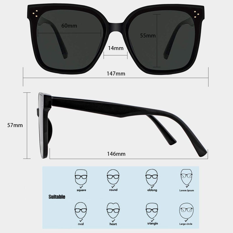 MAXJULI Oversized Sunglasses for Women Men UV Protection (C1 Black Frame/Grey Lens) - Image 5