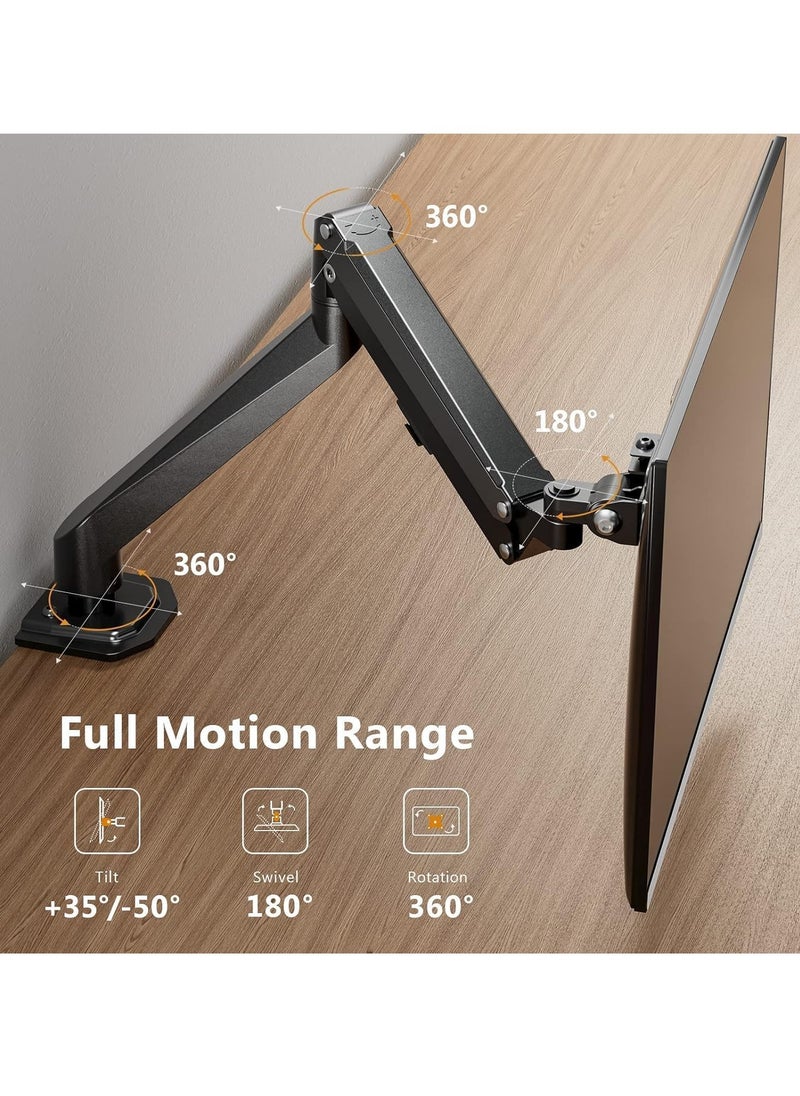 TIGER Single Monitor Mount – Gas Spring Monitor Arm with Full Motion, Adjustable VESA Bracket, Fits 17 to 27 Inch Monitors, Holds up to 14.3 lbs – Ergonomic Desk Mount for Home & Office Use  - Image 3