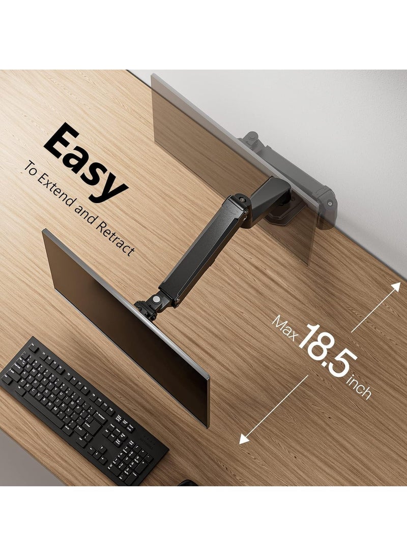 TIGER Single Monitor Mount – Gas Spring Monitor Arm with Full Motion, Adjustable VESA Bracket, Fits 17 to 27 Inch Monitors, Holds up to 14.3 lbs – Ergonomic Desk Mount for Home & Office Use  - Image 2