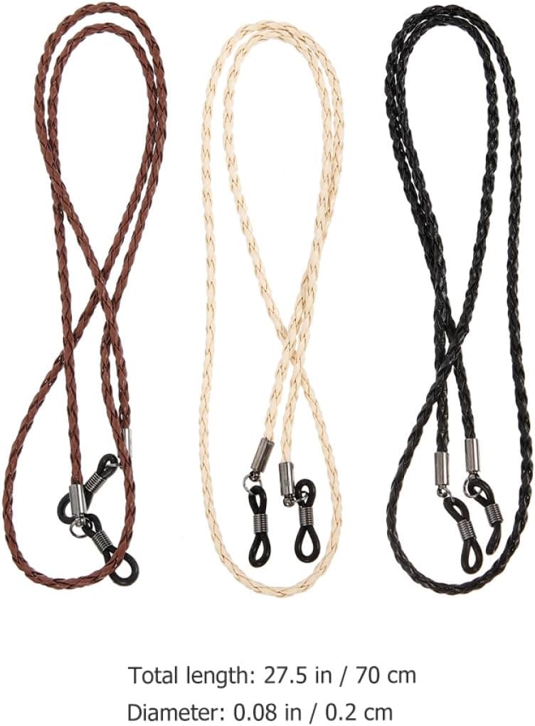 6pcs Eyeglasses Strap Set with Anti-wear Lanyards for Men and Women, Portable Sports Glasses Accessories, Neck Hanging Sunglasses Holder in Black, Brown, and Cream - Image 2