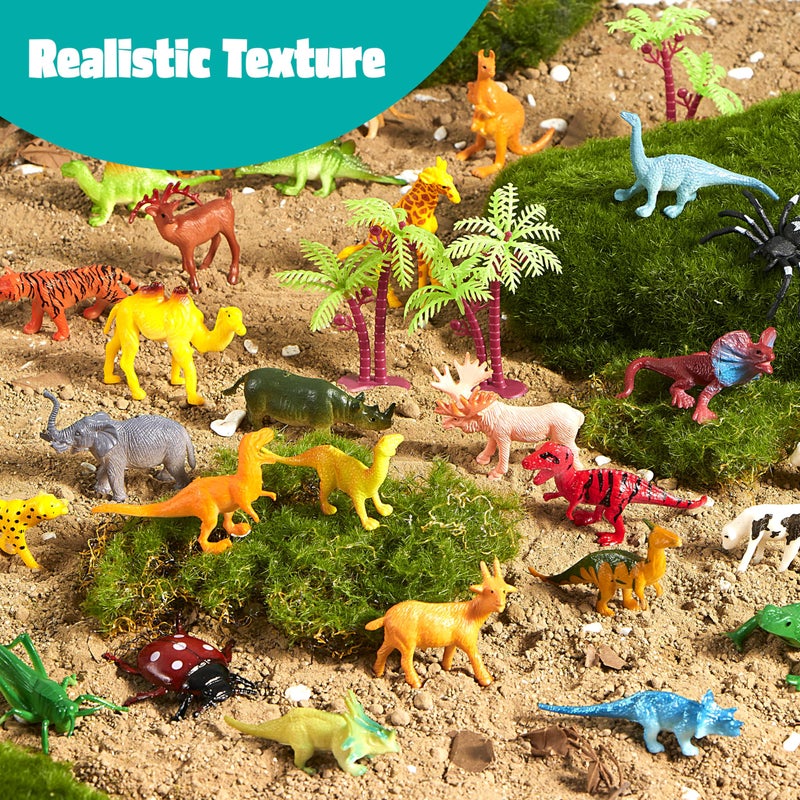 JOYIN 69 Pcs Small Animal Figures, Mini Jungle Toy Set with Sensory Bin, Realistic Wild Forest Playset, Zoo, Ocean, Farm Animals Figurines, Dinosaur Party Favors, Gifts for Boys and Girls, Kids 3-5 - Image 5