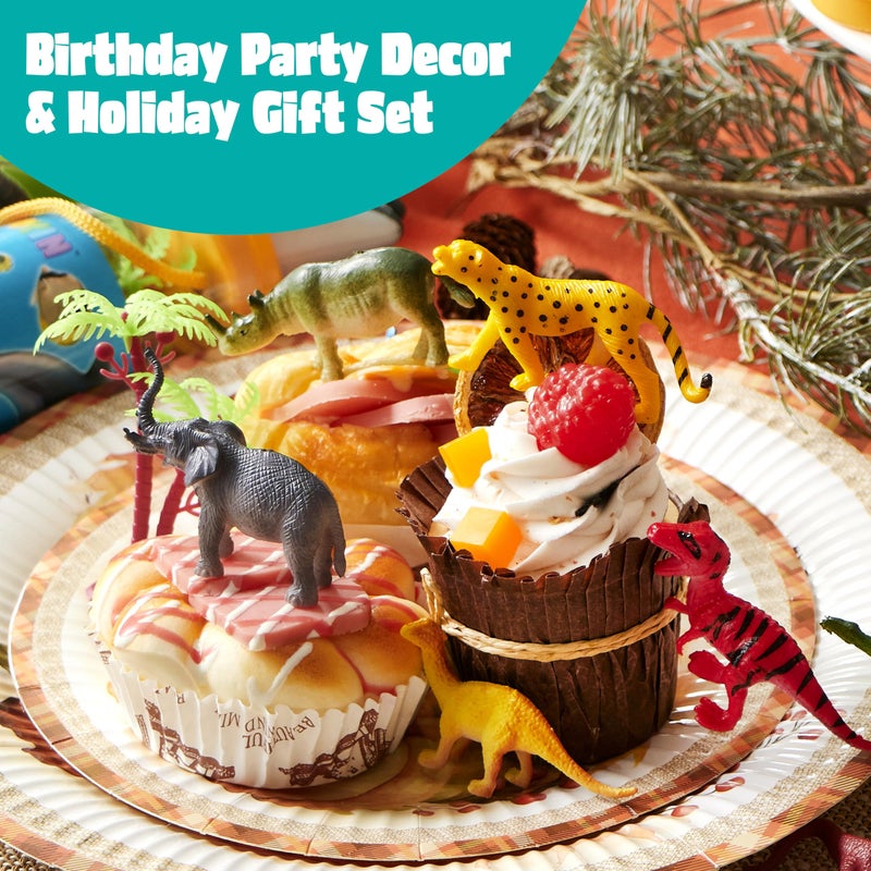 JOYIN 69 Pcs Small Animal Figures, Mini Jungle Toy Set with Sensory Bin, Realistic Wild Forest Playset, Zoo, Ocean, Farm Animals Figurines, Dinosaur Party Favors, Gifts for Boys and Girls, Kids 3-5 - Image 4