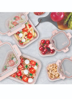 BEOLA Set of 2 Glass Food Storage Containers with Airtight Lids and Silicone Protection, Leakproof Food Organizer, Freezer, Dishwasher, Microwave Safe, Kitchen Organizer for Food (320ml, Blush Pink)  - Image 5