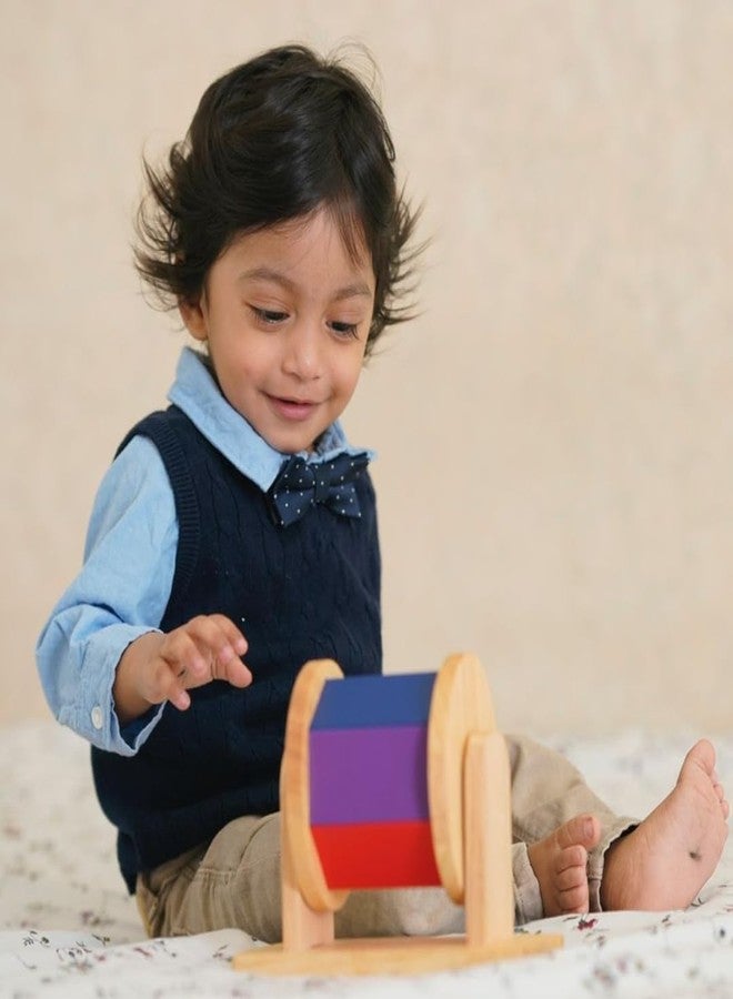 VIXERA Montessori Spinning Drum for Babies 3 Months-18 Months | Spinning Rainbow Wheel Baby | Tummy Time Toy | Develops Fine Motor Skills | Educational Toy for Early Development - Image 2