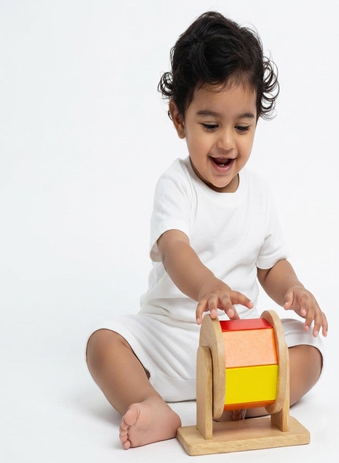 VIXERA Montessori Spinning Drum for Babies 3 Months-18 Months | Spinning Rainbow Wheel Baby | Tummy Time Toy | Develops Fine Motor Skills | Educational Toy for Early Development - Image 1