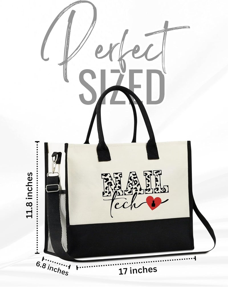 INNObeta InnoBeta Nail Tech Gifts Canvas Tote Bag with Top Zipper Closure and Shoulder Strap for Birthday Christmas and Every Special Occasion - Image 4