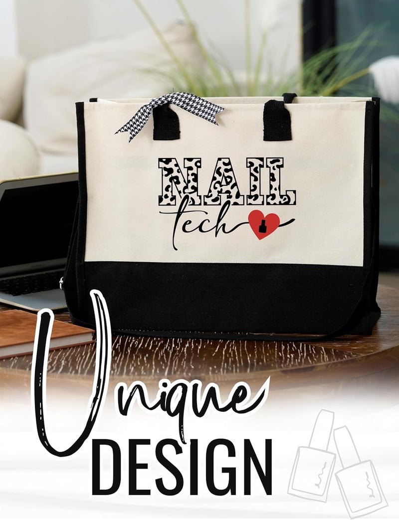 INNObeta InnoBeta Nail Tech Gifts Canvas Tote Bag with Top Zipper Closure and Shoulder Strap for Birthday Christmas and Every Special Occasion - Image 3