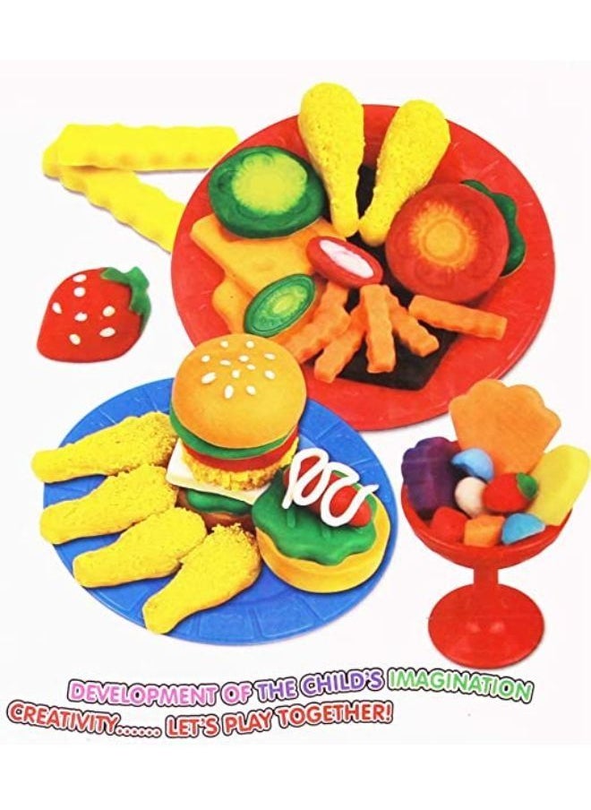 EASY FUTURE - Color Plasticine Mud with Model Tool Kit Color Ultra-light Clay DIY Educational Toys Hamburger Chicken Leg Theme Playset Toys - Image 1