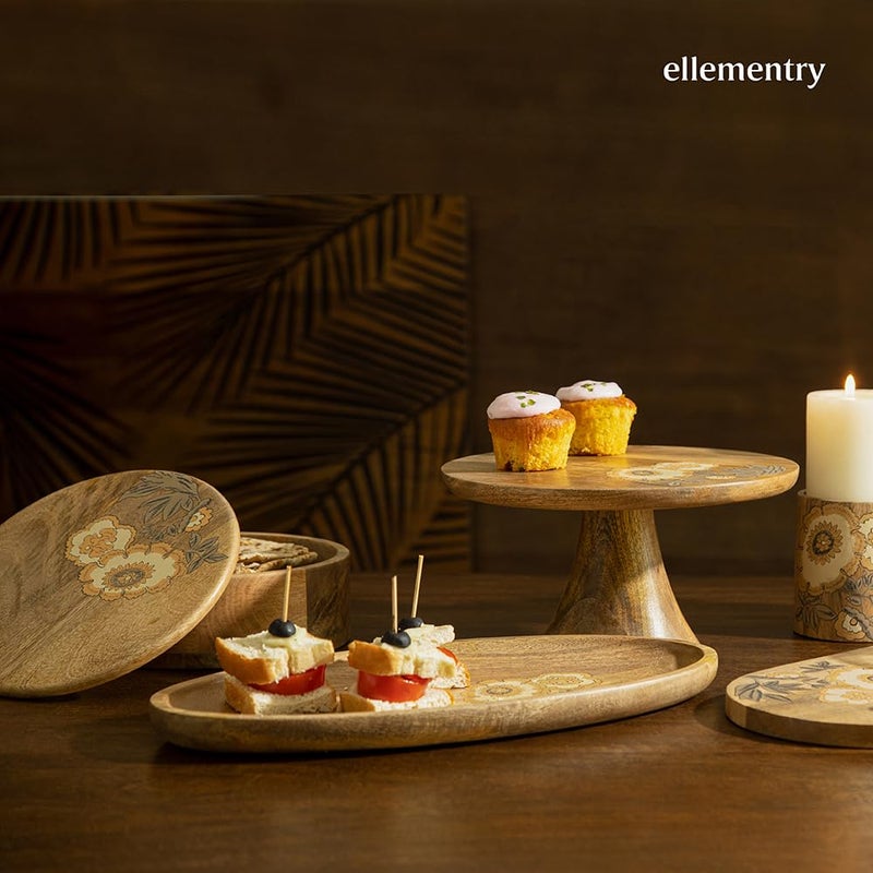 Ellementry Ellementry Fleur Dor Roti Box Handmade Chapati Box with Wooden Lid FoodGrade BPAFree Stylish Casserole for Serving Rotis Parathas Flatbreads Kitchen Organizer Storage Solution  - Image 5