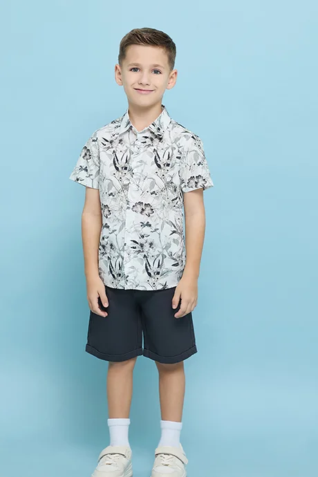 R&B Patterned Shirt and Shorts Set