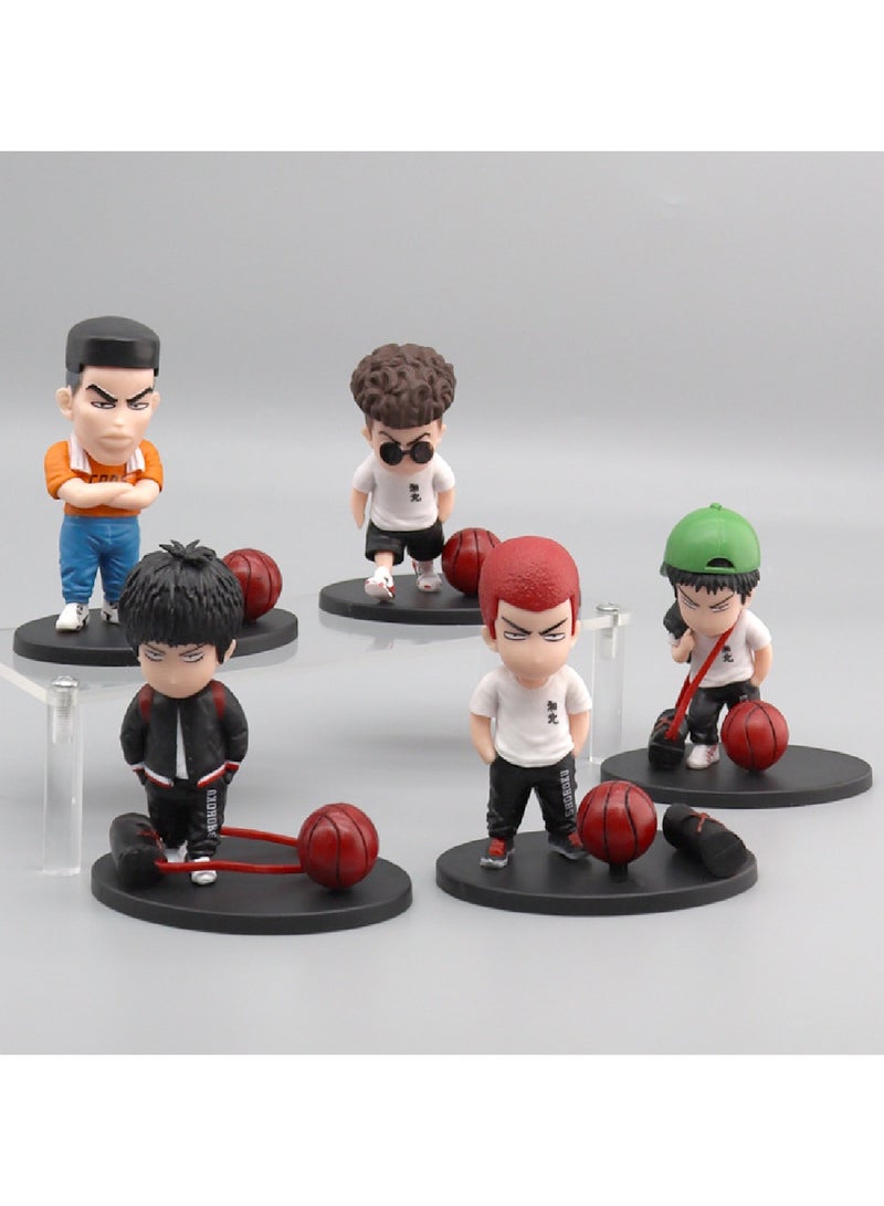 5-Piece Set Of Anime Characters Basketball Master Shobei Five Tigers Sakuragi Hanamichi Rukawa Kaede Doll Series Hand Model Ornaments Creative Gift  - Image 2