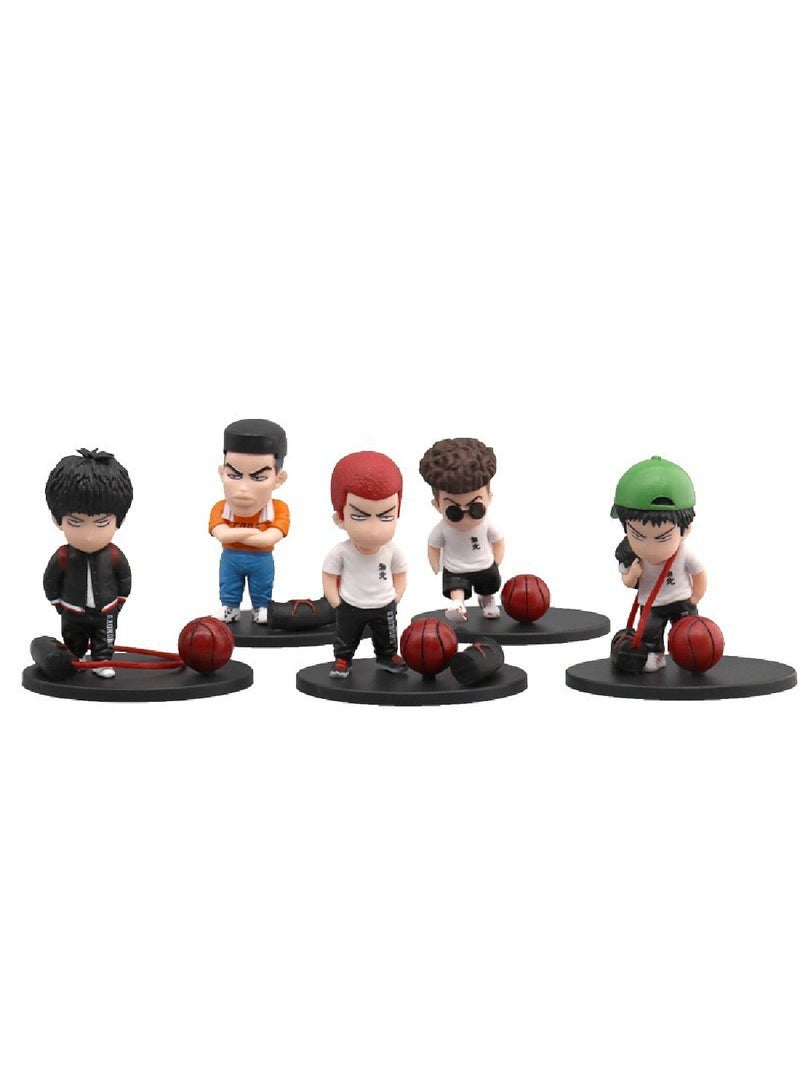 5-Piece Set Of Anime Characters Basketball Master Shobei Five Tigers Sakuragi Hanamichi Rukawa Kaede Doll Series Hand Model Ornaments Creative Gift  - Image 1