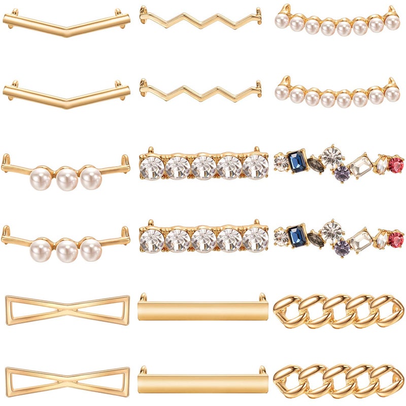 Waydress 18 Pcs Shoelace Charms for Sneakers DIY Shoelaces jewelry Decorations Clips Faux Pearl Rhinestones Shoe Charms for Sneakers Casual Shoes Women Christmas - Image 1