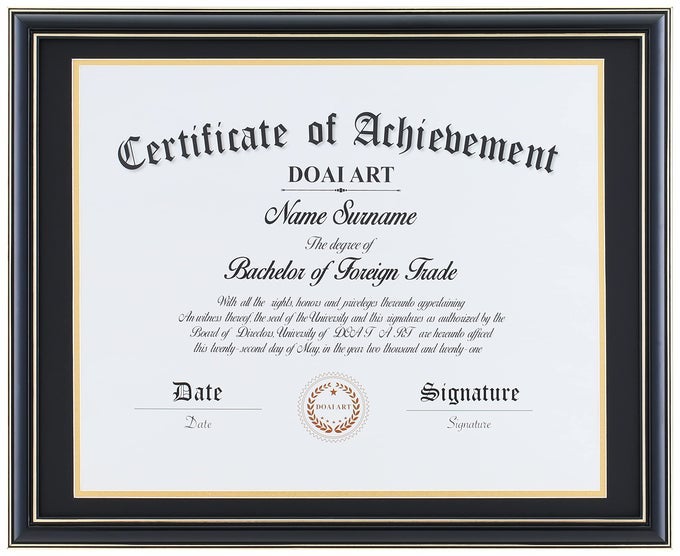 DIPLOMA FRAME 14 X 17 WITH MAT BLACK SOLID WOOD DISPLAY DOCUMENTCERTIFICATE 16X20 WITHOUT MAT AND PICTURE 17X14 WITH BLACK OVER GOLD MAT WALL HANGERSHD GLASSMAHOGANY
