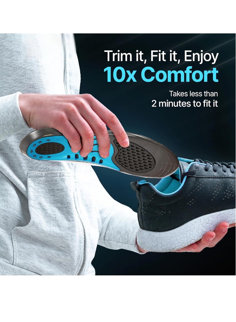 فريدو نعل داخلي من فريدو دوال جل للخدمة الشاقة، للأحذية السائبة أو لاستبدال النعال الموجودة حالياً، حشوات أحذية سميكة، راحة ودعم إضافي، صنع في الهند، (مقاس 5-8 المملكة المتحدة) - عبوة من 2 زوج - Image 2