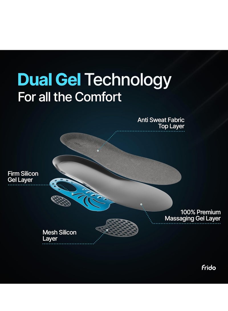 فريدو نعل داخلي من فريدو دوال جل للخدمة الشاقة، للأحذية السائبة أو لاستبدال النعال الموجودة حالياً، حشوات أحذية سميكة، راحة ودعم إضافي، صنع في الهند، (مقاس 5-8 المملكة المتحدة) - عبوة من 2 زوج - Image 3