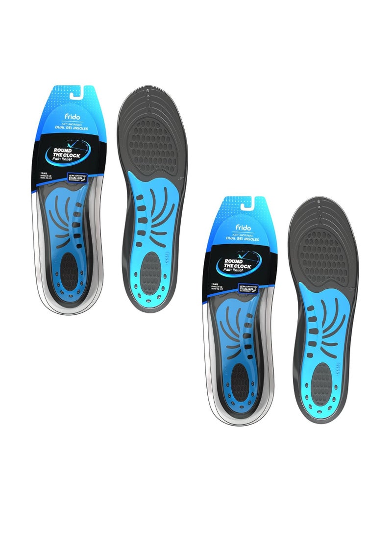 فريدو نعل داخلي من فريدو دوال جل للخدمة الشاقة، للأحذية السائبة أو لاستبدال النعال الموجودة حالياً، حشوات أحذية سميكة، راحة ودعم إضافي، صنع في الهند، (مقاس 5-8 المملكة المتحدة) - عبوة من 2 زوج - Image 1