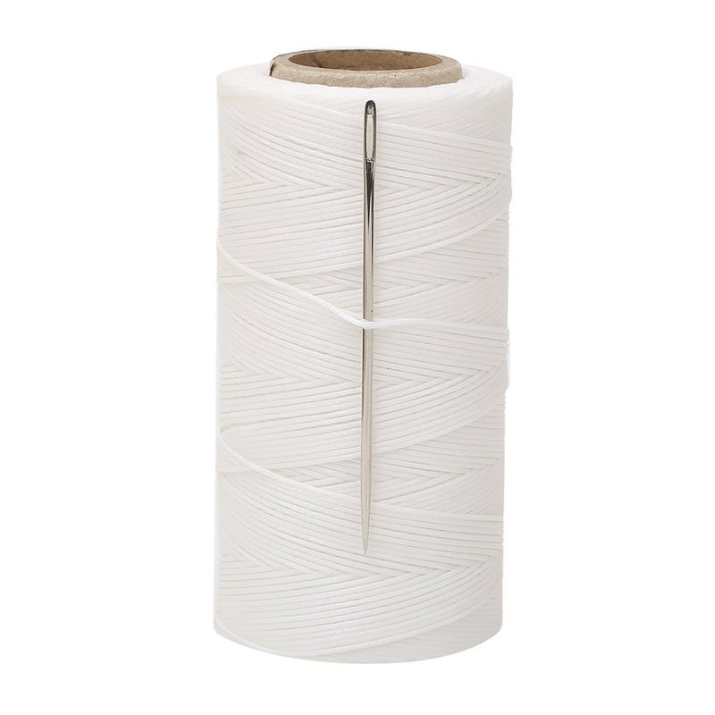 Tenn Well 328 Yards Leather Sewing Waxed Thread 150D 1MM Hand Stitching Thread for Leather Craft DIY with Needle White