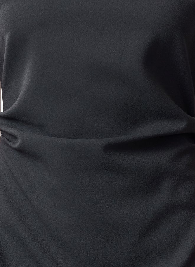 trendyol Anthracite A-Line Cowl Neck Midi Crepe Woven Dress - Image 3