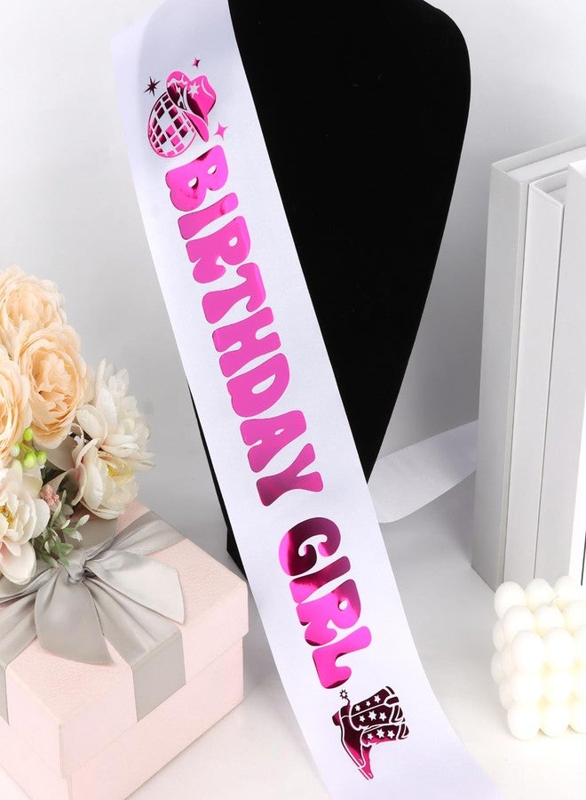 BAHABY Birthday Girl Sash Hot Pink Disco Cowgirl Birthday Sash for Women Girls Western Cowgirl Party Favors - Image 2