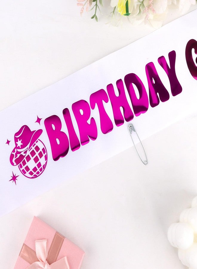 BAHABY Birthday Girl Sash Hot Pink Disco Cowgirl Birthday Sash for Women Girls Western Cowgirl Party Favors - Image 3