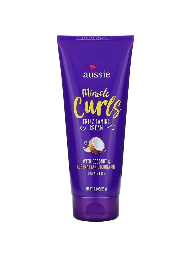 Aussie Miracle Curls Frizz Taming Cream 6.8 Ounce (Coconut & Jojoba Oil) (3 Pack)