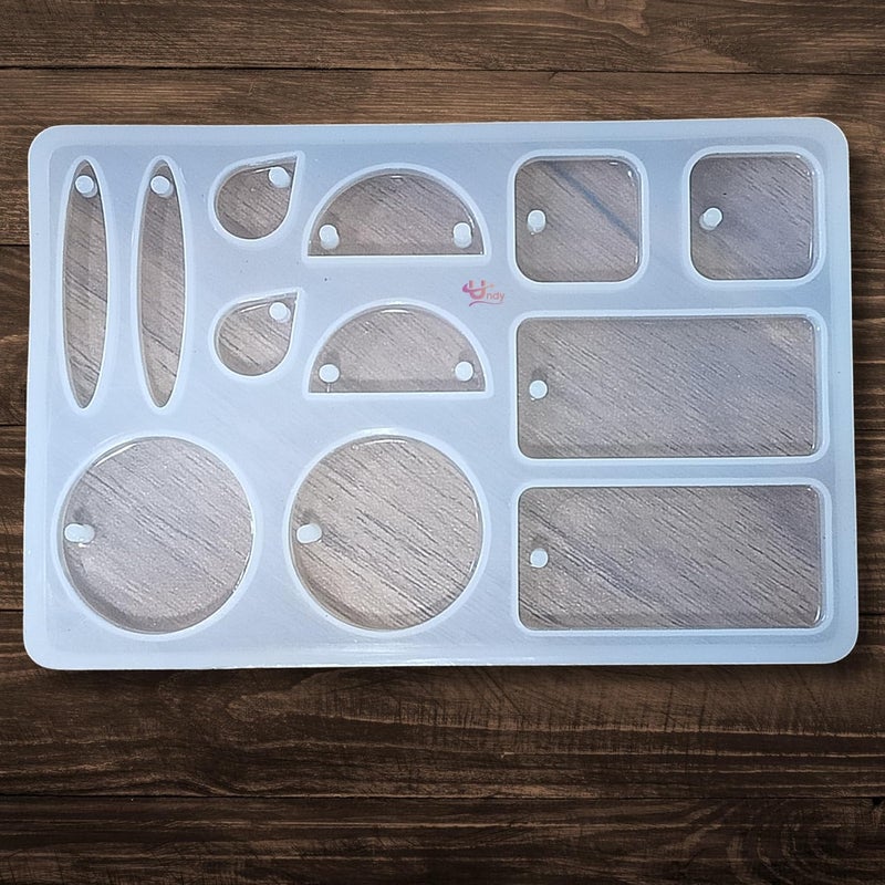 Resin Jewellery Making Mould Silicone Resin Mould for Ornaments Earrings Craft Keychain Reusable Flexible Easy to Use, White Pack 1 (6 Shapes)