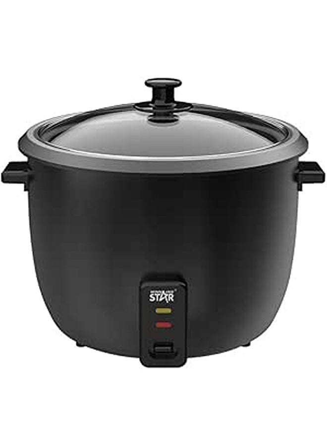 Winning Star Electric Rice Cooker & Steamer, 2.8L, 1000W, Non-Stick Inner Pot, Glass Lid, Rice Measuring Cup & Scoop, Copper Power Cord with BS Plug, ST-9345, Black, EU Quality 