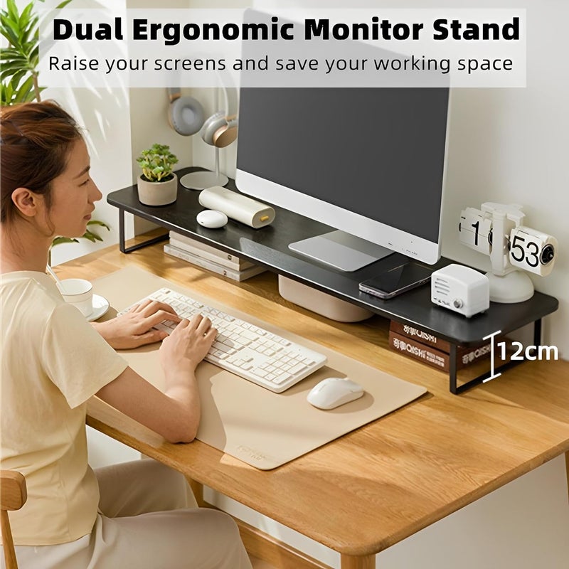 Beauenty Monitor Stand Riser,Laptop Stand,Wood Monitor Stand Riser With Ergonomic Height Adjustment,Desktop Organizer,Office Desk Accessories For Laptops,Monitors,Printers(80X26X12Cm) - Image 2