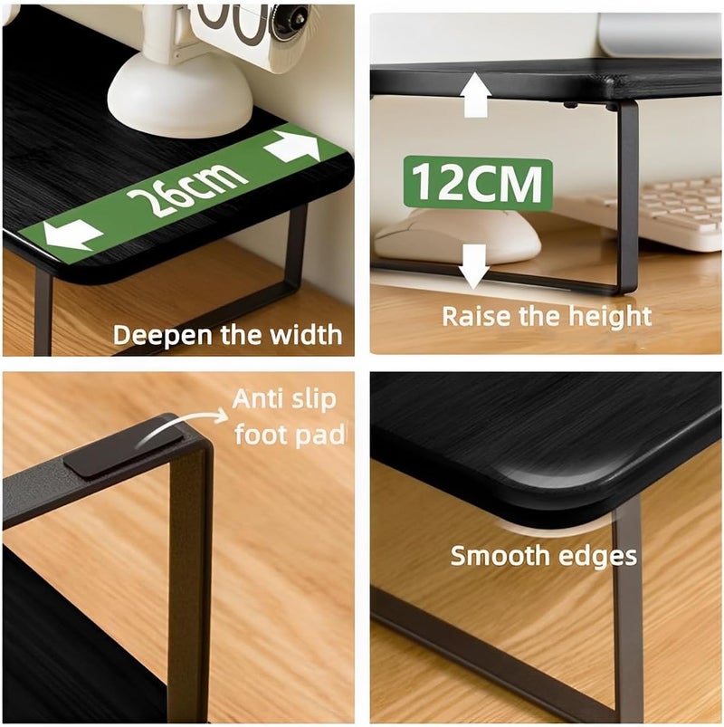 Beauenty Monitor Stand Riser,Laptop Stand,Wood Monitor Stand Riser With Ergonomic Height Adjustment,Desktop Organizer,Office Desk Accessories For Laptops,Monitors,Printers(80X26X12Cm) - Image 3