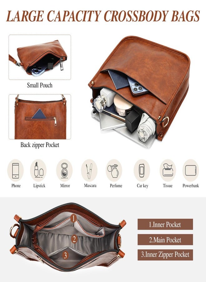 UBAYMAX Leather Crossbody Purses for Women, Trendy Vegan Crossbody Bags Hobo Purses Bag Shoulder With Adjustable Guitar Strap (Brown) - Image 5