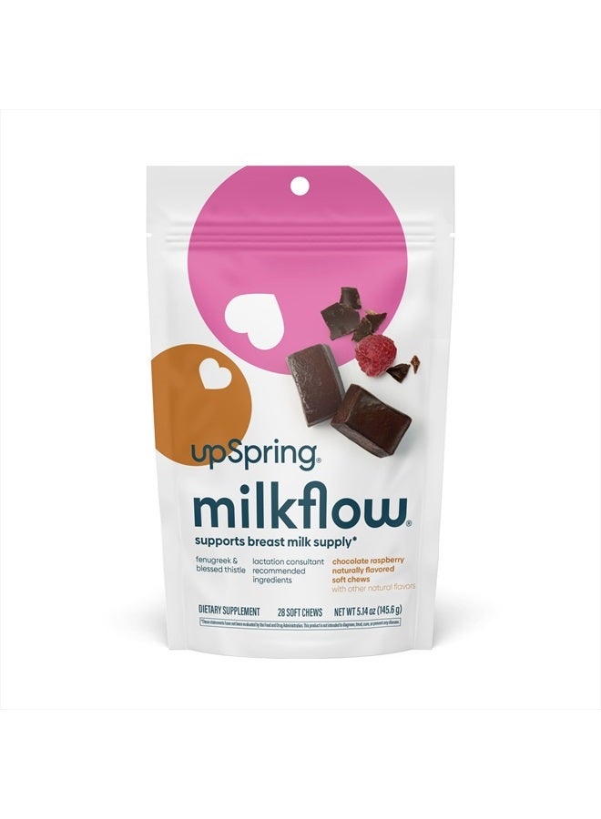 UpSpring ميلك فلو سوفت تشيوز، مكمل للرضاعة الطبيعية مع الحلبة والشوك المقدس | نكهة الشوكولاتة والتوت | مكمل للرضاعة لدعم إمدادات حليب الثدي واستعادة الإلكتروليتات* | 28 حبة - Image 1