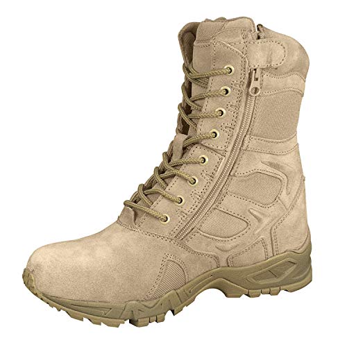 Rothco Forced Entry Deployment Boot with Side Zipper – 8 Inch Tactical Uniform Boots – Tan – 14 Regular - Image 1