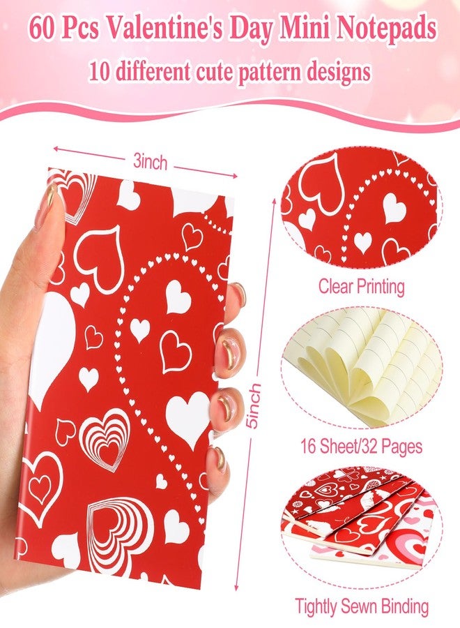 Skyygemm 120 Pcs Valentine's Day Gifts, 60 Pcs Valentine Notepads 4.92 x 3.15 Inch Notebooks Small Journals Bulk, 60 Pcs Ballpoint Pens Black Ink Pens for Journaling Office Gifts - Image 2