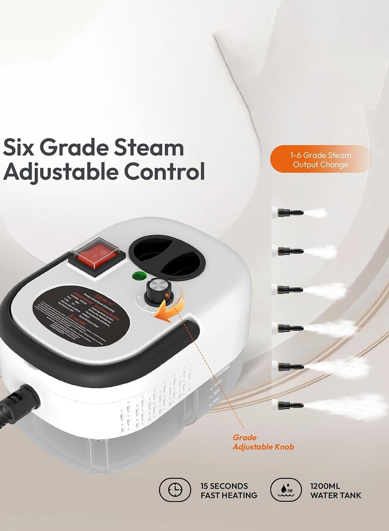 تشابي لاين  جهاز بخار يدوي CHAPPELINE BR02 مع ضغط عالٍ لتنظيف المنزل والسيارة والشقوق والمطبخ والحمام والبلاط - أبيض - Image 4