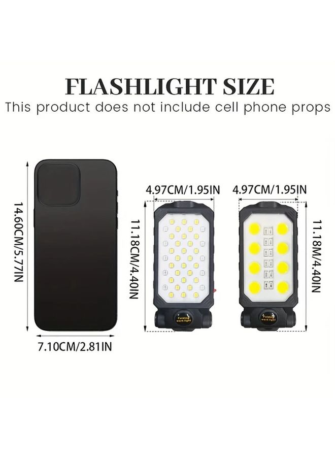 W598B LED Flashlight USB Rechargeable Work Light with Hook Magnet and Adjustable Modes - Image 2