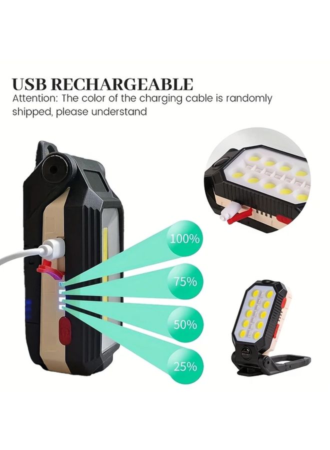 W598B LED Flashlight USB Rechargeable Work Light with Hook Magnet and Adjustable Modes - Image 4