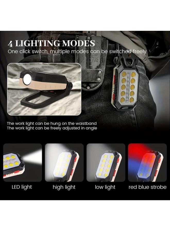 W598B LED Flashlight USB Rechargeable Work Light with Hook Magnet and Adjustable Modes - Image 3