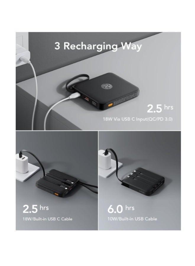 VRURC 20000mAh Power Bank with Built-in Cables, 22.5W Fast Charging Phone Portable Charger, USB C Battery Pack, LED Display, Compatible with iPhone, Compatible with Samsung, Android Phone - Image 5