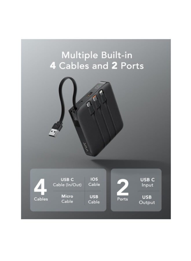 VRURC 20000mAh Power Bank with Built-in Cables, 22.5W Fast Charging Phone Portable Charger, USB C Battery Pack, LED Display, Compatible with iPhone, Compatible with Samsung, Android Phone - Image 2