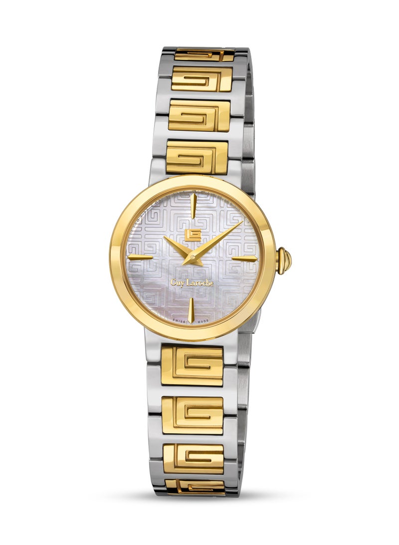 Guy Laroche Ariane Watch for Women with Silver and Gold Stainless Steel Bracelet 25 mm 5 Atm  - Image 1