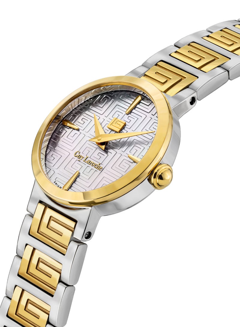 Guy Laroche Ariane Watch for Women with Silver and Gold Stainless Steel Bracelet 25 mm 5 Atm  - Image 2