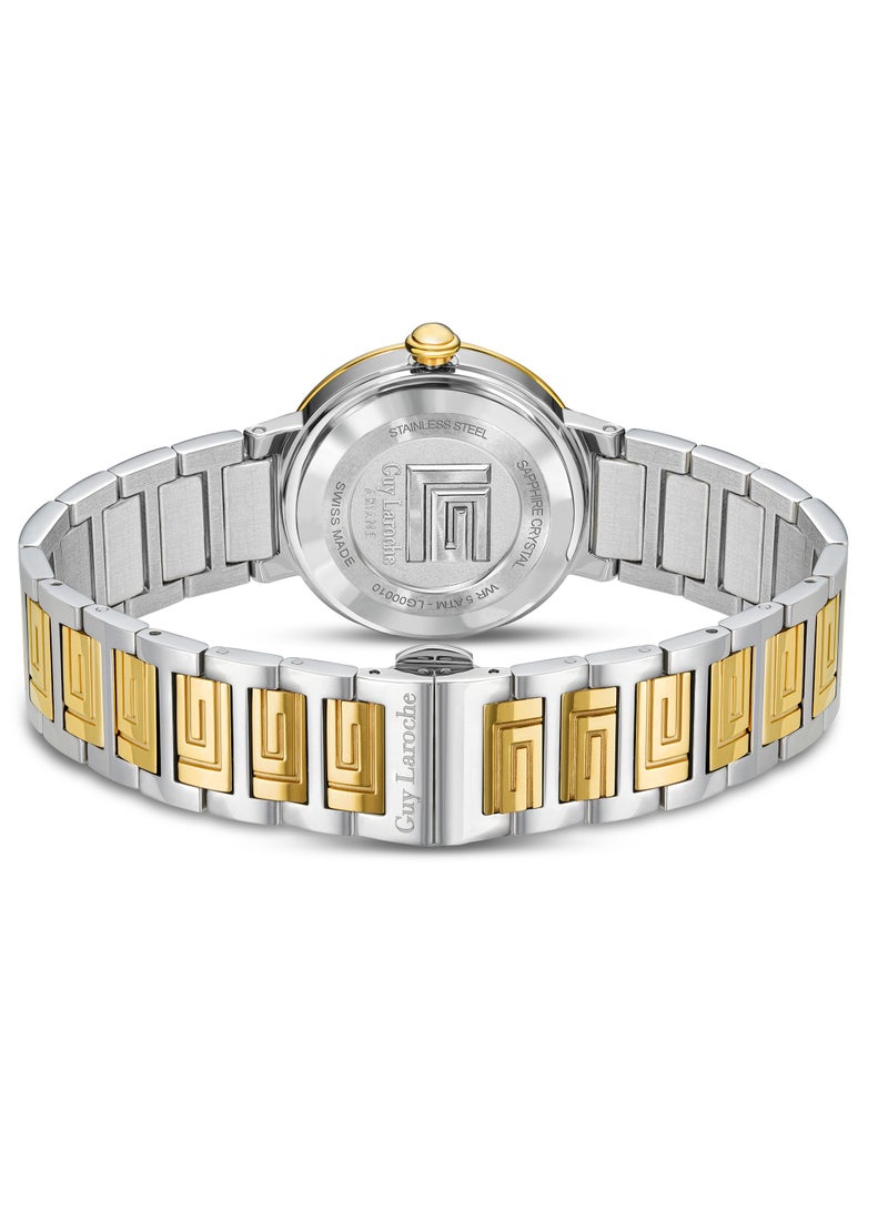 Guy Laroche Ariane Watch for Women with Silver and Gold Stainless Steel Bracelet 25 mm 5 Atm  - Image 3
