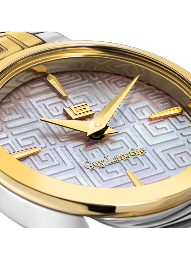 Guy Laroche Ariane Watch for Women with Silver and Gold Stainless Steel Bracelet 25 mm 5 Atm  - Image 4