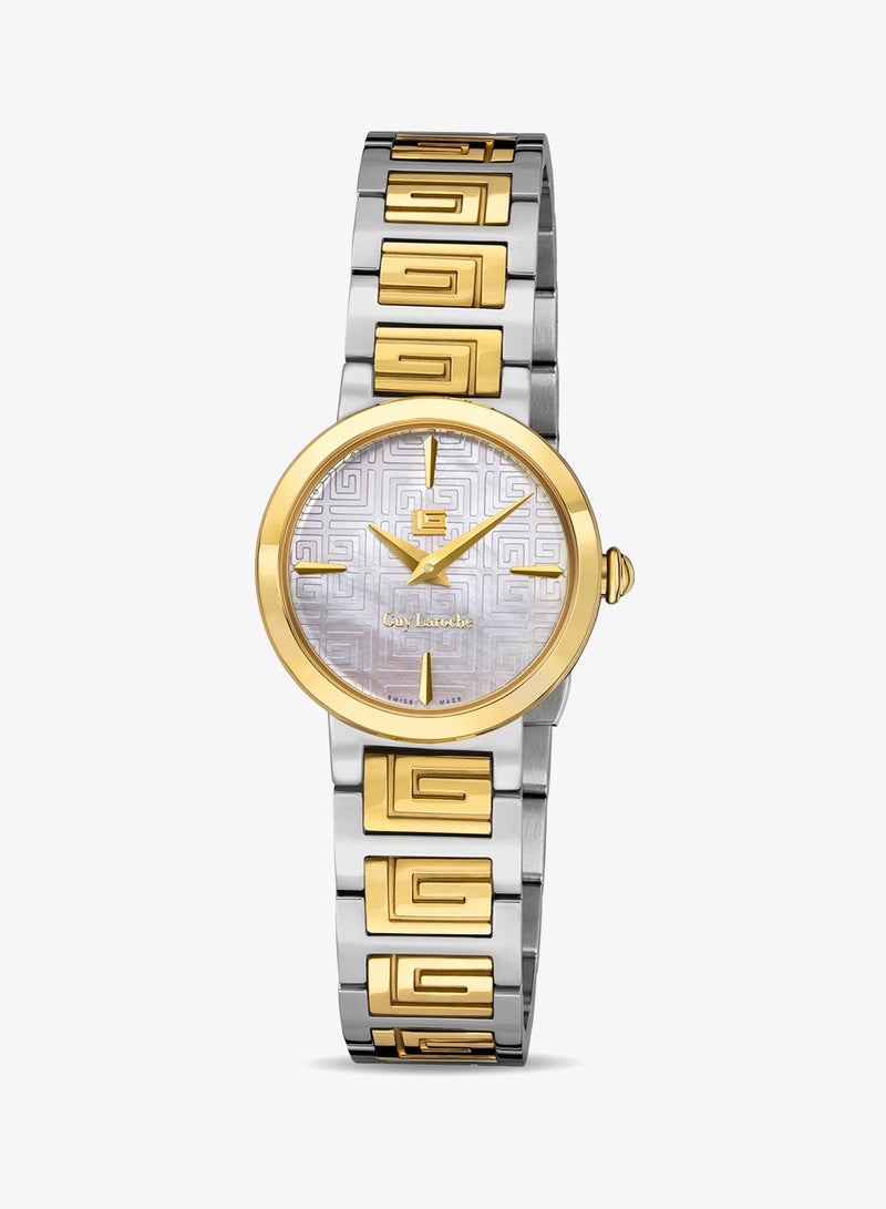 Guy Laroche Ariane Watch for Women with Silver and Gold Stainless Steel Bracelet 25 mm 5 Atm - Image 1