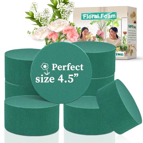 SupKing 8 Pcs Round Floral Foam 4.5", Green Wet Dry Flower Foams Florist Blocks Plant Foam for Craft Artificial and Fresh Flower Arrangements - Image 1