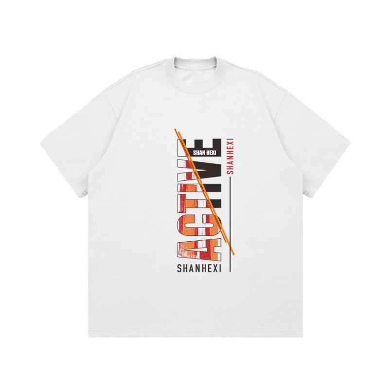 American Style Black Short-Sleeved T-Shirt Oversize Summer Creative Letter Printed Loose Casual Heavy Top Ins Men - Image 5